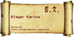 Blayer Karina névjegykártya